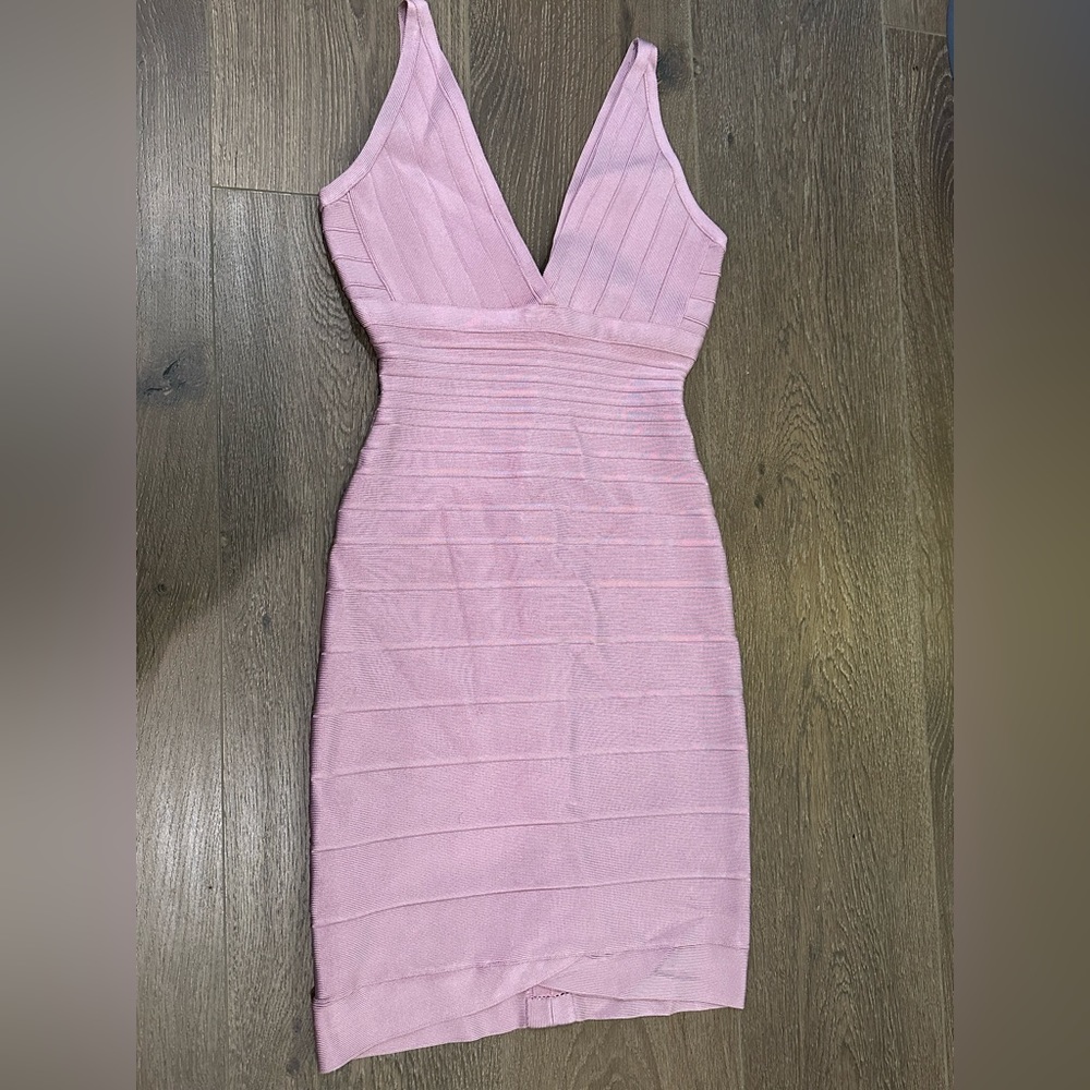 Herve Leger Xs blush pink bondage dress
